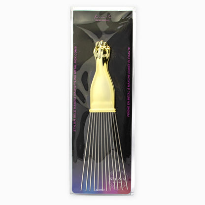 Kim & C Premium Gold Handle Fan Metal Styling Pik