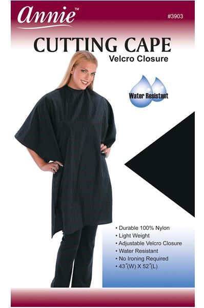 ANNIE Cutting Cape with Velcro Closure [100% Nylon] #3903 Black [pc]