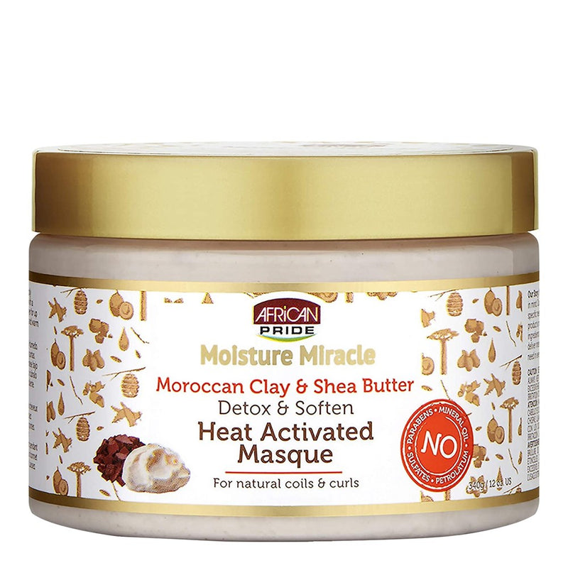 AFRICAN PRIDE Moisture Miracle Moroccan Clay & Shea Butter Heat Activated Masque (12oz)