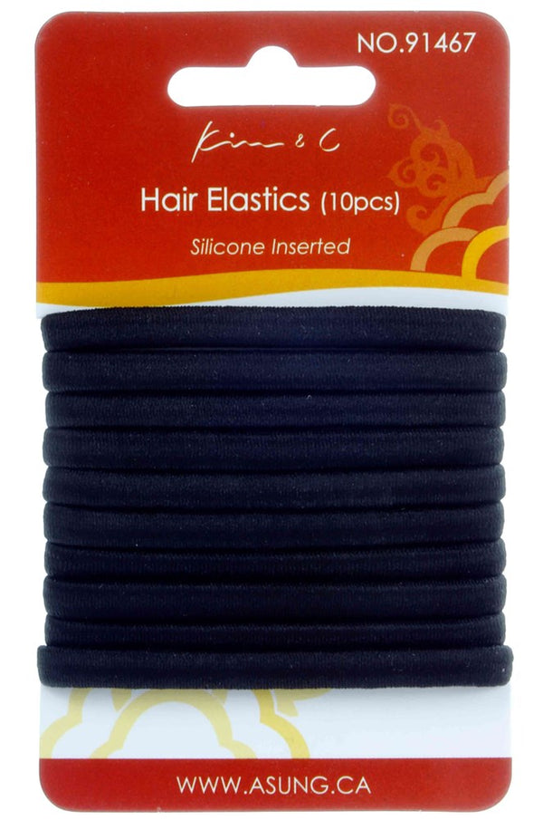KIM & C Silicone Hair Elastic Ponytailers Black (10pcs)