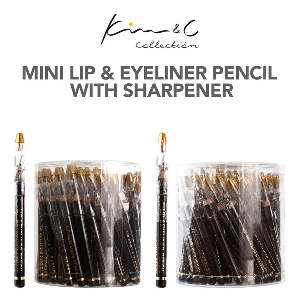 KIM & C Mini Lip & Eyeliner Pencil W/Sharpener [72pc/Jar]
