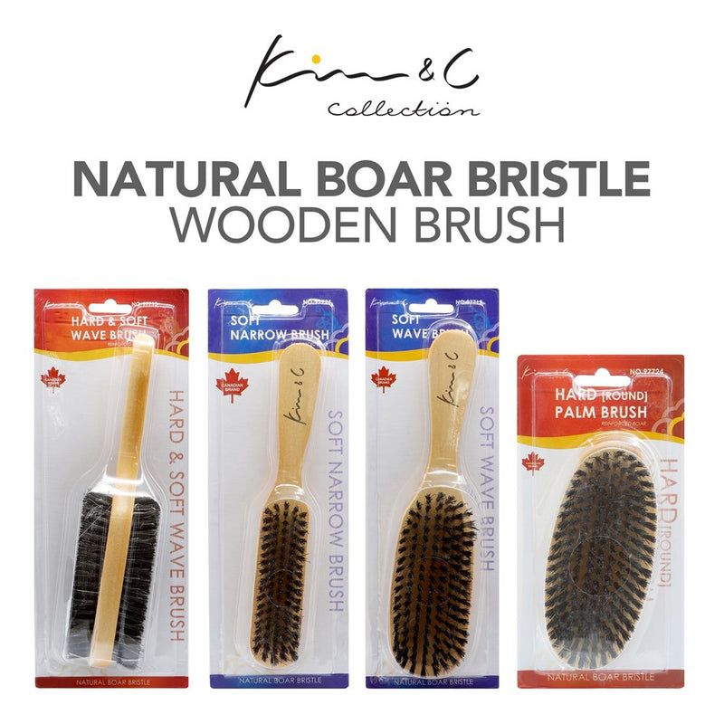 KIM & C Natural Boar Bristle Wooden Brush