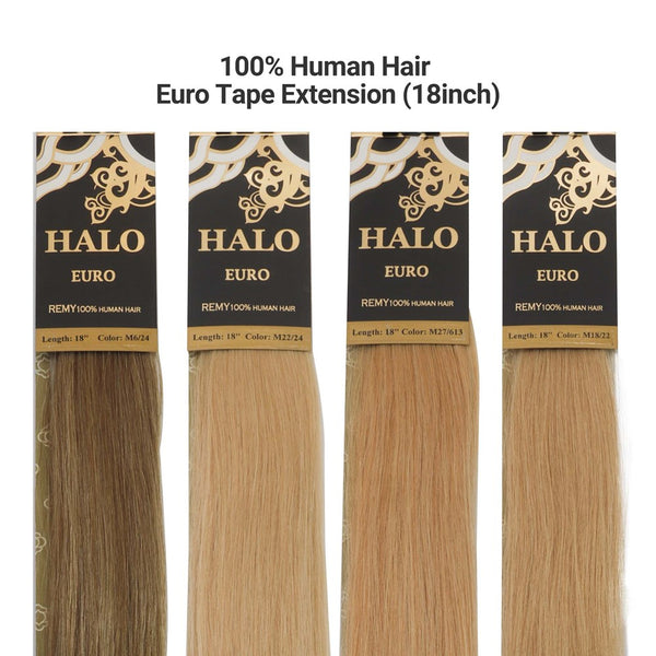 HALO 100% Human Hair Euro Tape Extension (18inch)