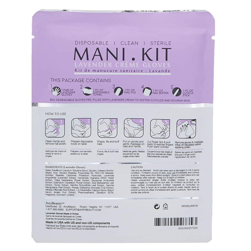 AVRY BEAUTY All-In-One MANI Kit with Lavender Gloves- Discontinued