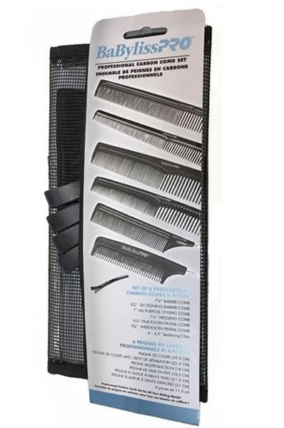 BABYLISS PRO Professional Carbon Comb Set with 4 clips
