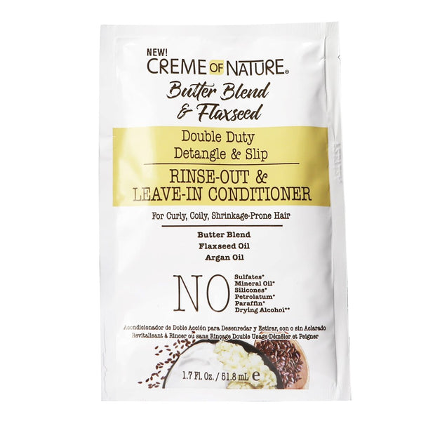 CREME OF NATURE Butter Blend & Flaxseed Rinse Out & Leave In Conditioner Packet (1.7oz)