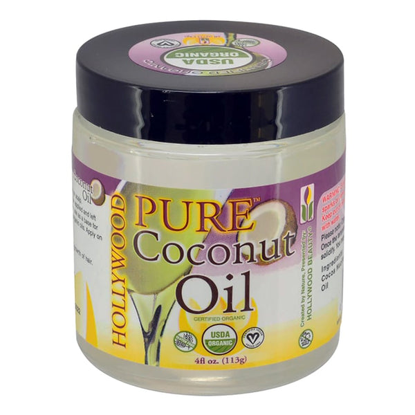 HOLLYWOOD BEAUTY PURE Certified Organic Coconut Oil (4oz)