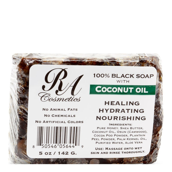 RA COSMETICS 100% Black Soap with Coconut Oil (5oz)