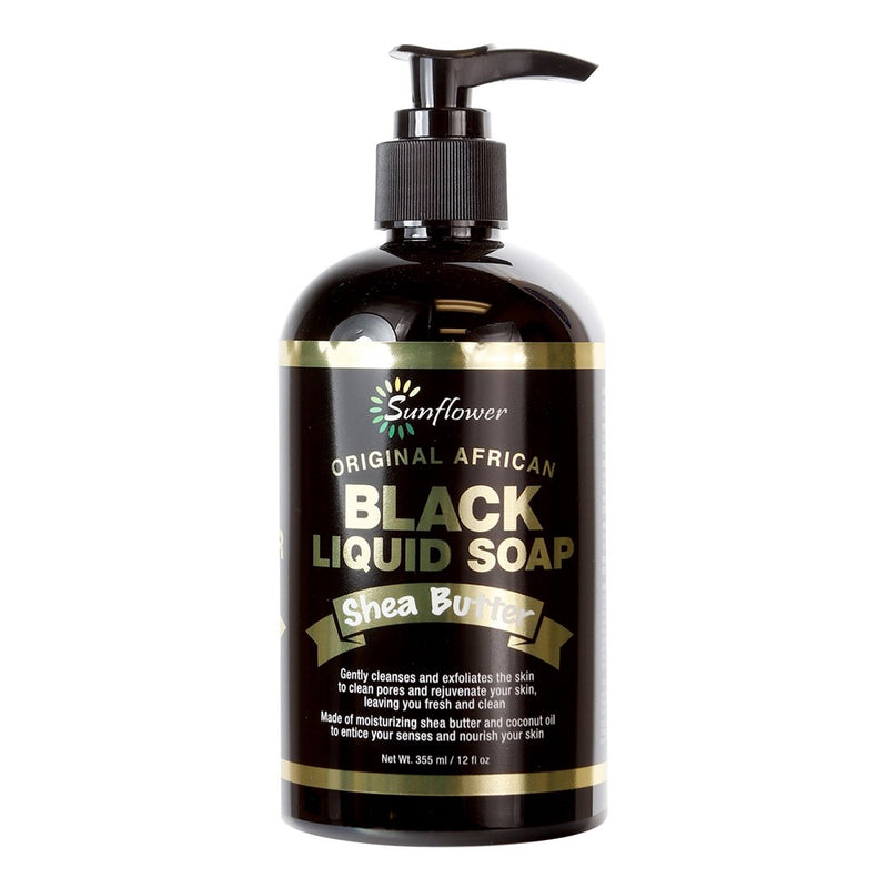 SUNFLOWER Original African Black Liquid Soap (12oz)